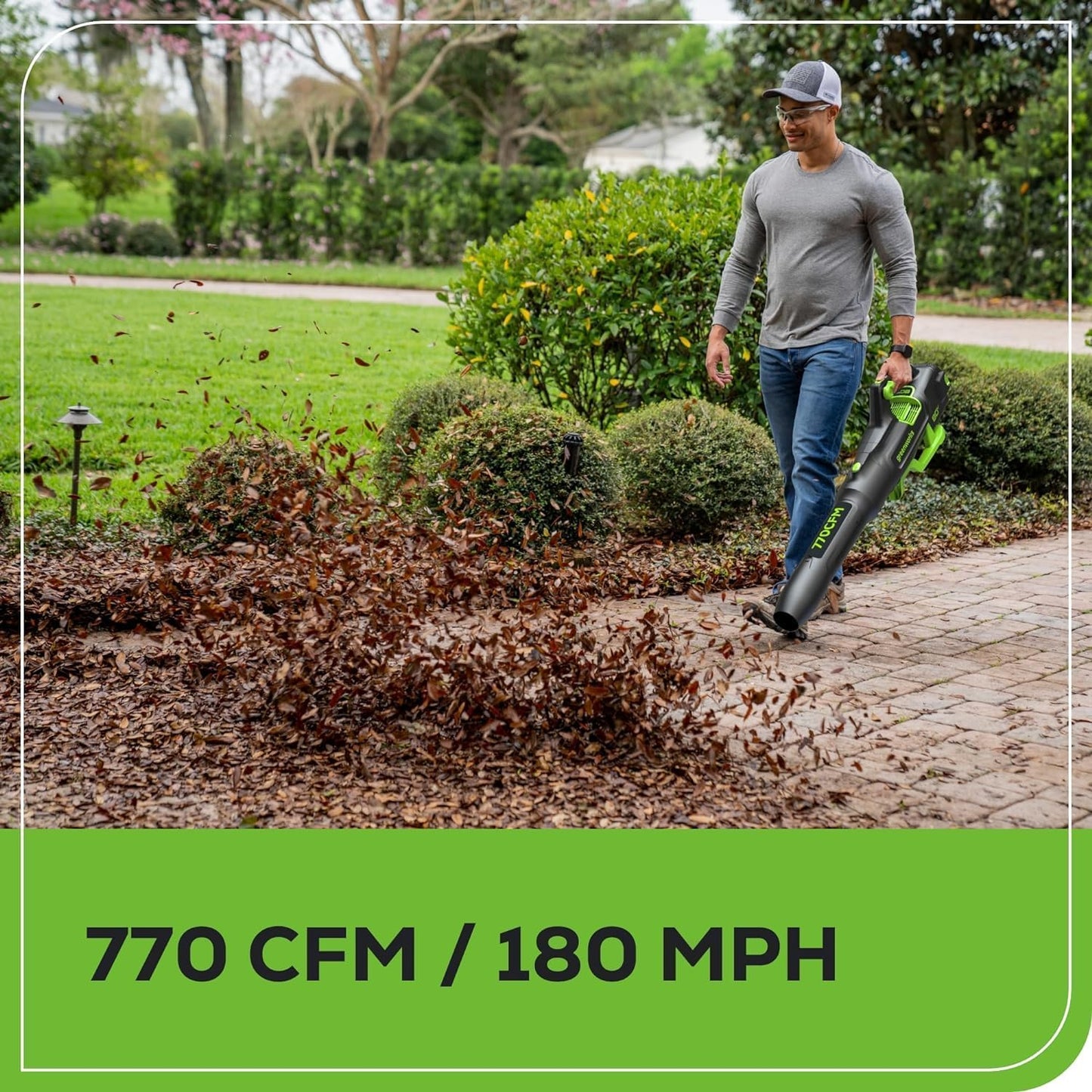 Greenworks 80V 770 CFM 180 MPH Cordless Leaf Blower with Battery & Charger