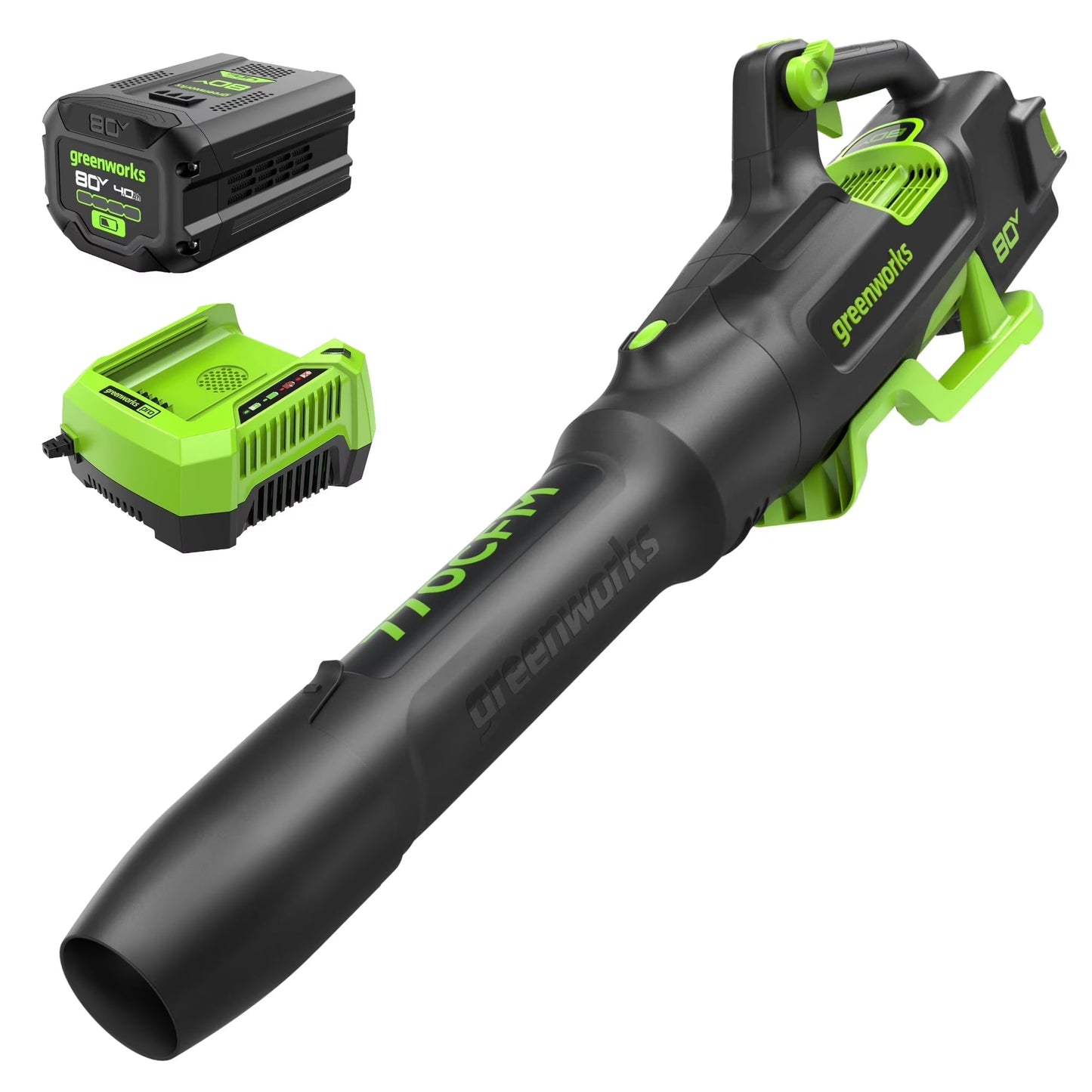 Greenworks 80V 770 CFM 180 MPH Cordless Leaf Blower with Battery & Charger