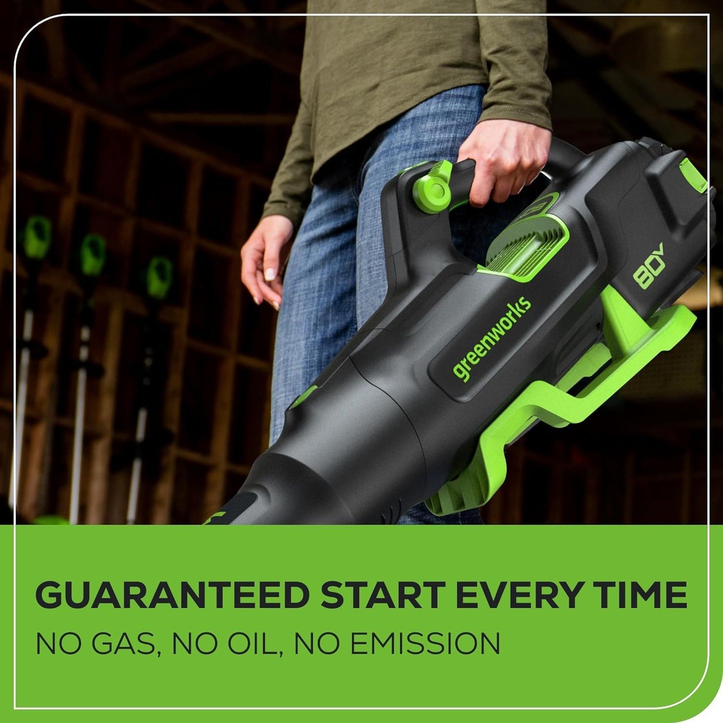 Greenworks 80V 770 CFM 180 MPH Cordless Leaf Blower with Battery & Charger