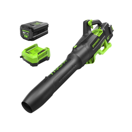 Greenworks 80V 770 CFM 180 MPH Cordless Leaf Blower with Battery & Charger