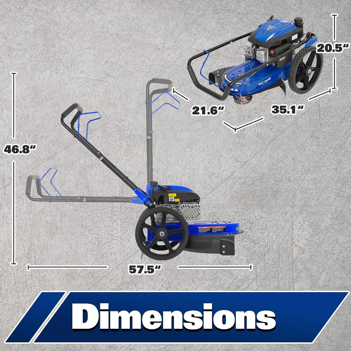 BILT HARD 170cc Walk-Behind String Trimmer 22" Gas Brush Cutter Mower