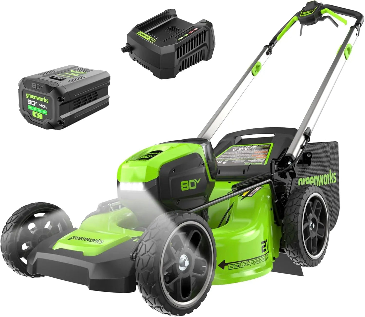 Greenworks 80V 21" Brushless Self-Propelled Lawn Mower w/ 4.0Ah Battery & Rapid Charger