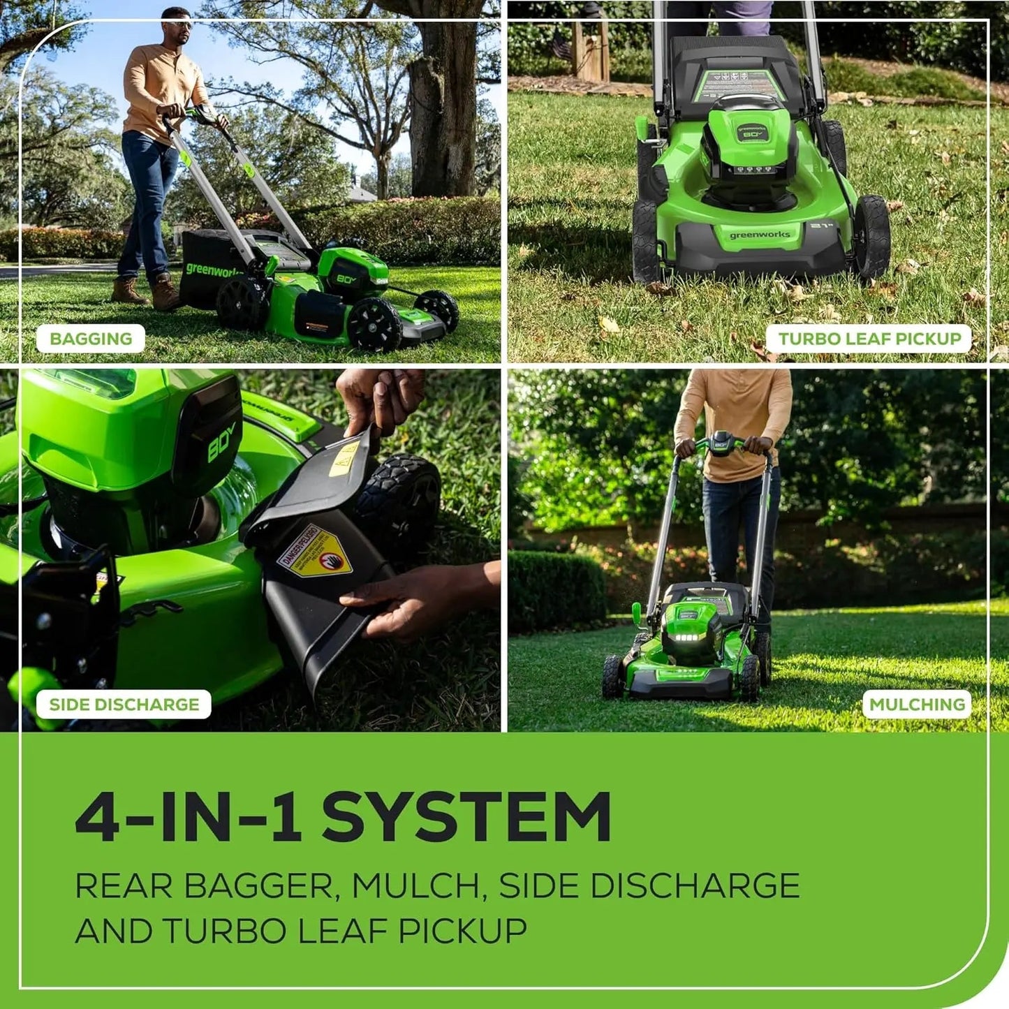 Greenworks 80V 21" Brushless Self-Propelled Lawn Mower w/ 4.0Ah Battery & Rapid Charger