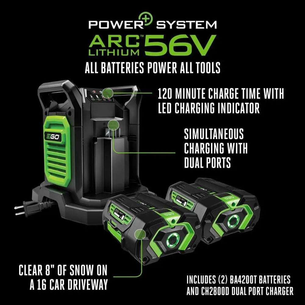 EGO POWER+ 21" Electric Snow Blower, Cordless Steel Auger, Includes 56V 5.0Ah Batteries and Dual Port Charger - SNT2112