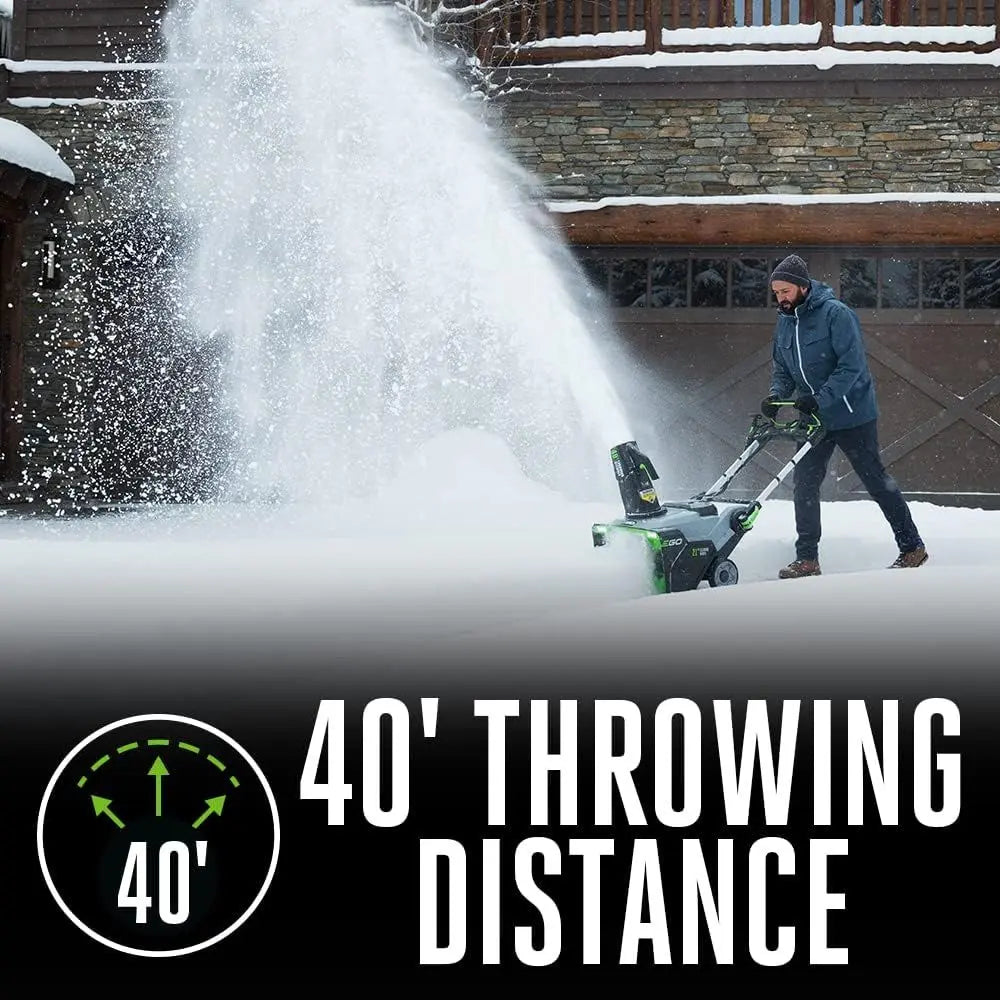 EGO POWER+ 21" Electric Snow Blower, Cordless Steel Auger, Includes 56V 5.0Ah Batteries and Dual Port Charger - SNT2112