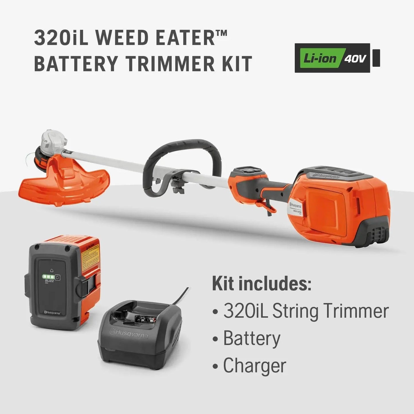 Husqvarna 320iL Battery Weed Eater 40V 16" Brushless String Trimmer Kit