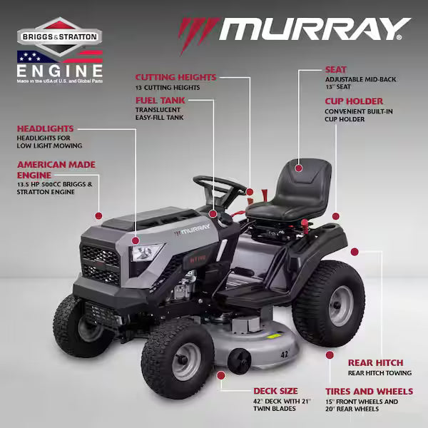Murray MT100 42" Riding Lawn Tractor Gas 13.5 HP