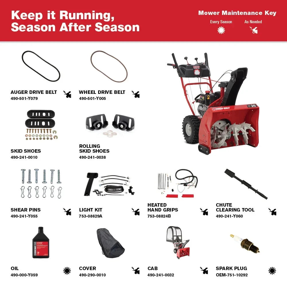 Troy-Bilt Storm 2600 26 Inch Two Stage Gas Snow Blower 208cc Electric Start Self Propelled Snow Thrower