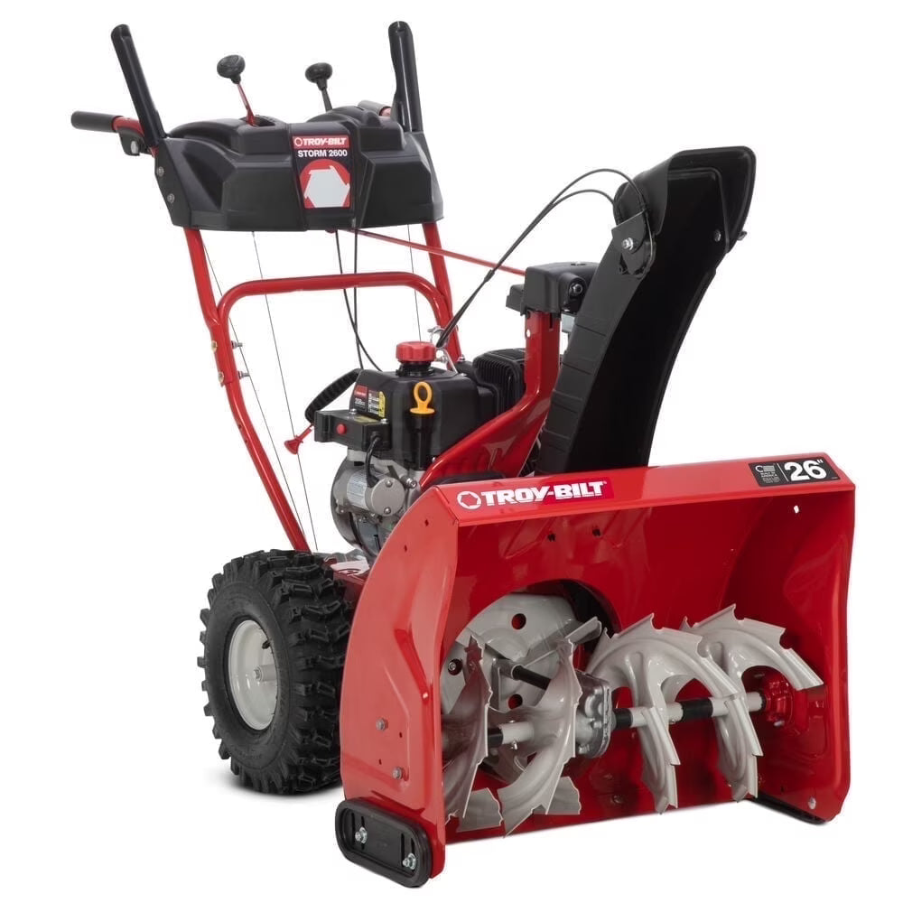 Troy-Bilt Storm 2600 26 Inch Two Stage Gas Snow Blower 208cc Electric Start Self Propelled Snow Thrower